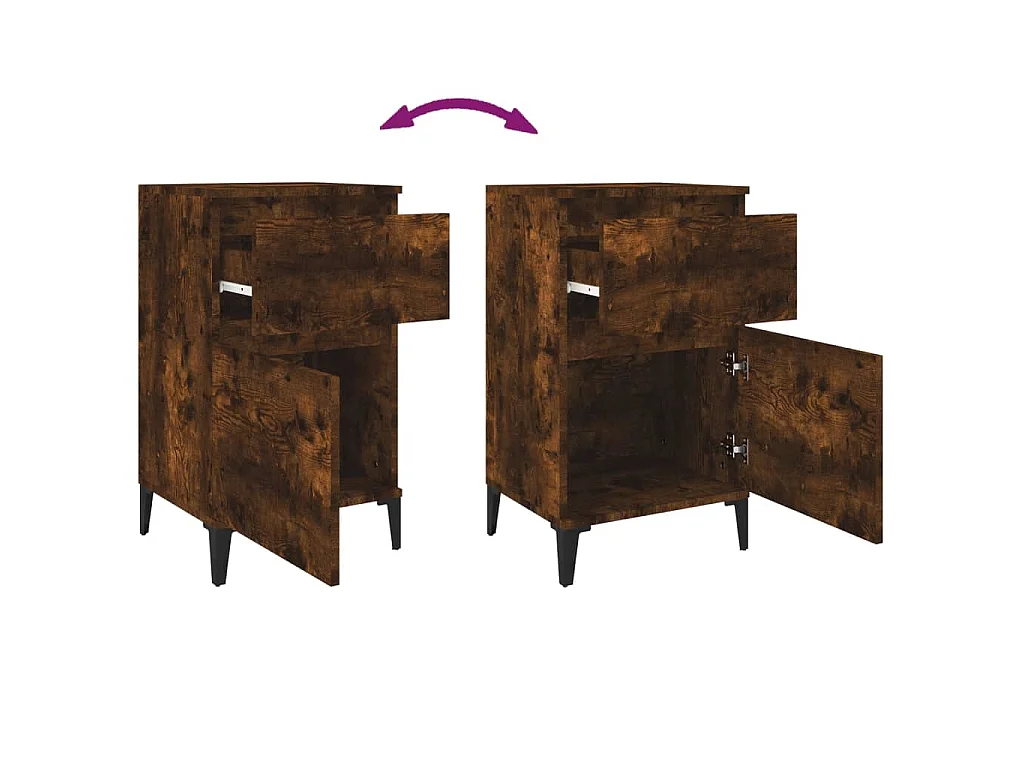 Table de chevet chêne fumé 40x35x70 cm