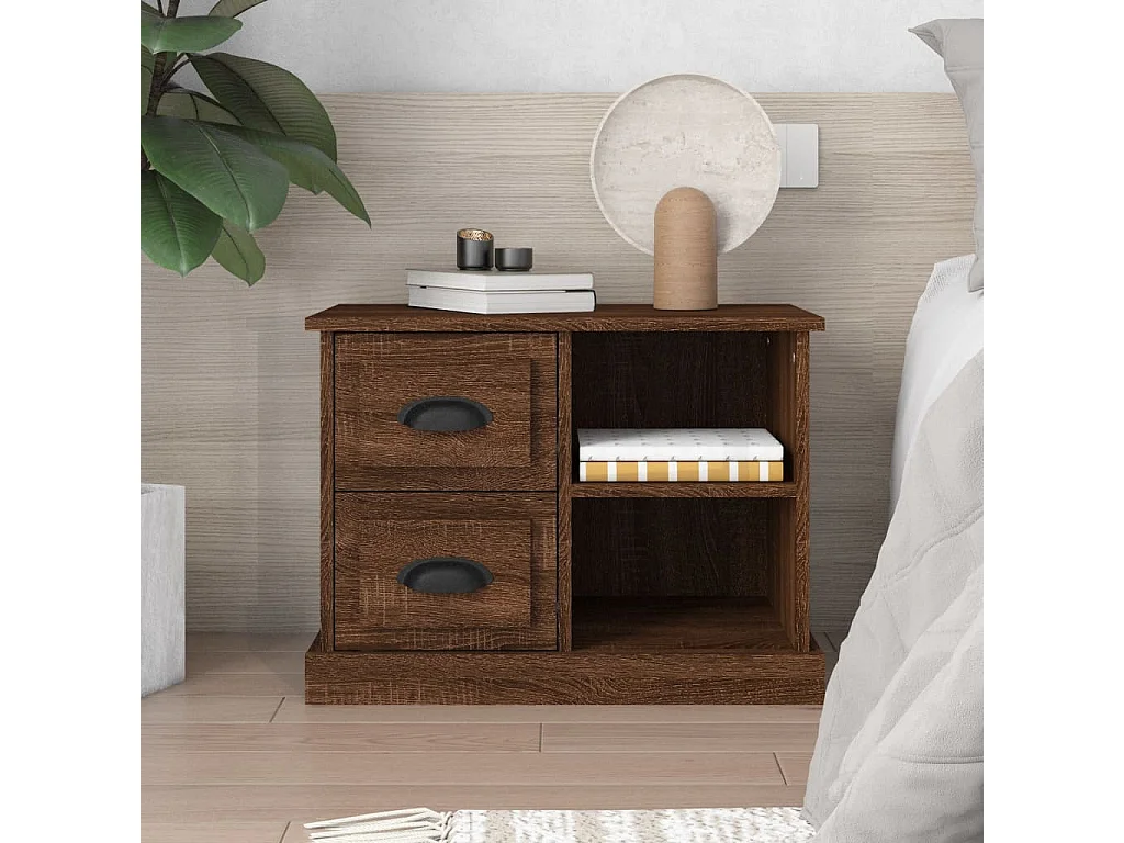 Nachttisch Braun Eichen-Optik 60x35,5x45 cm