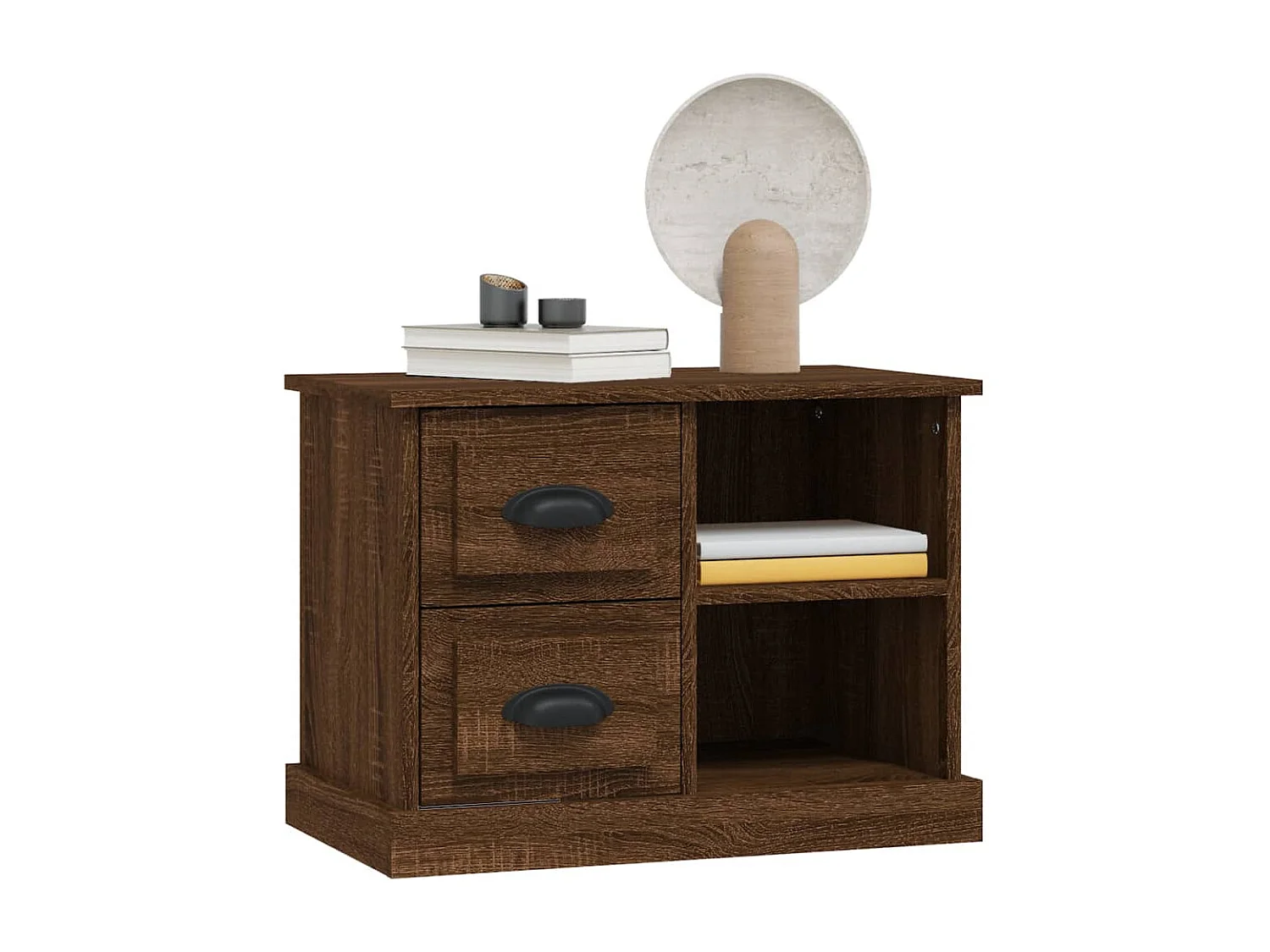 Table de chevet chêne marron 60x35,5x45 cm