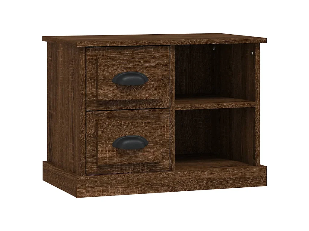 Table de chevet chêne marron 60x35,5x45 cm