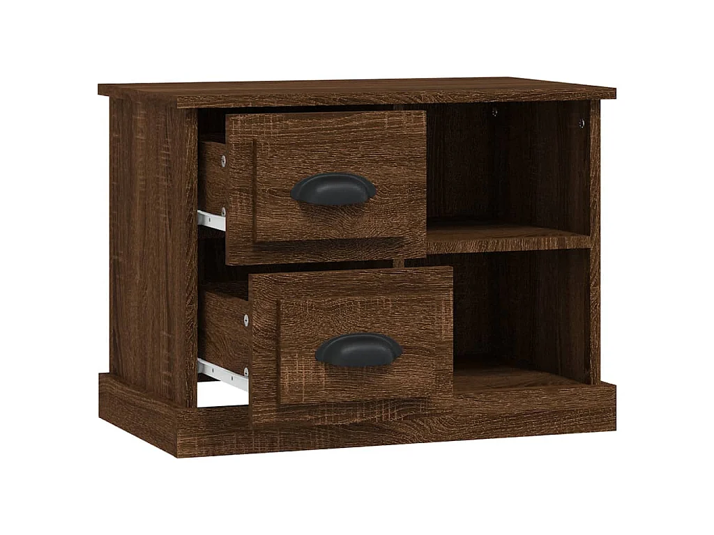 Table de chevet chêne marron 60x35,5x45 cm