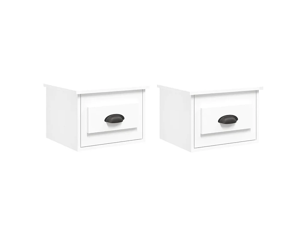 Tables de chevet murales 2 pcs blanc 41,5x36x28 cm