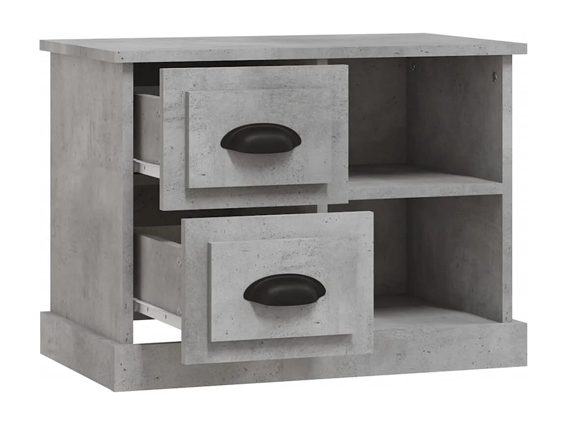 Table de chevet gris béton 60x35,5x45 cm