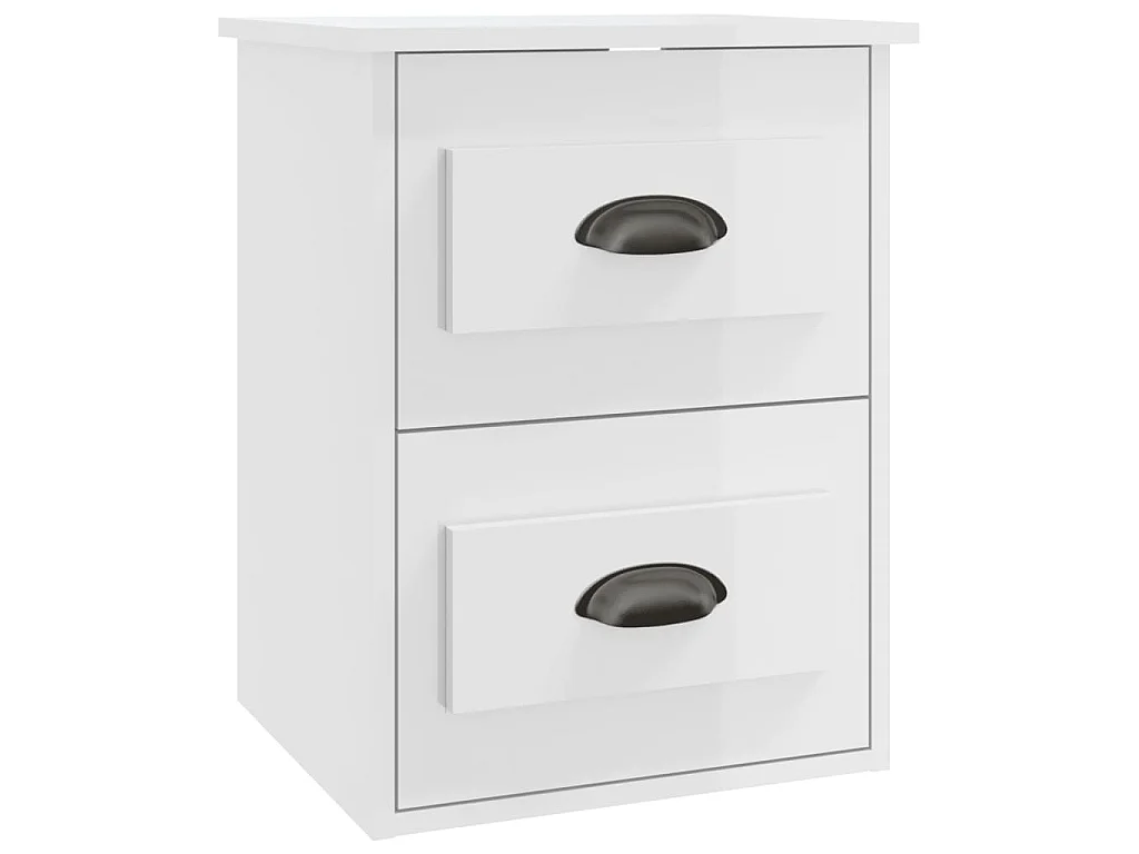 Table de chevet murale blanc brillant 41,5x36x53 cm