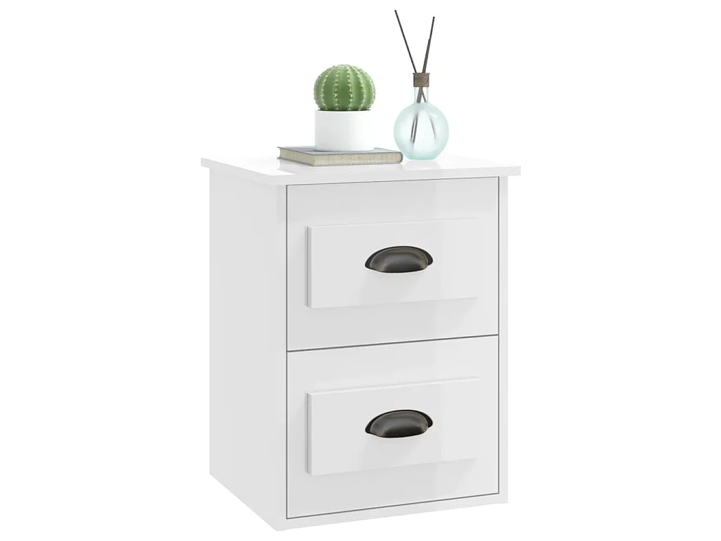 Table de chevet murale blanc brillant 41,5x36x53 cm