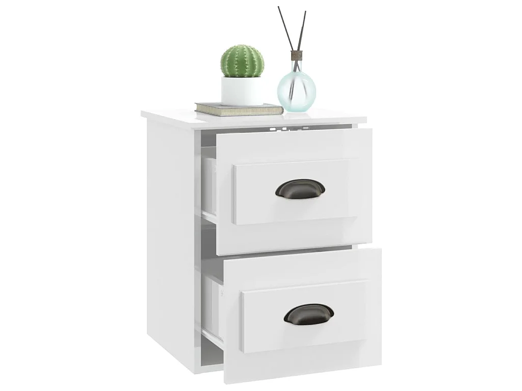 Table de chevet murale blanc brillant 41,5x36x53 cm