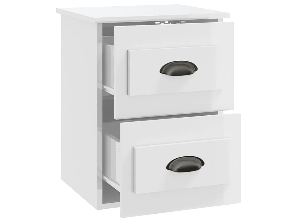 Table de chevet murale blanc brillant 41,5x36x53 cm