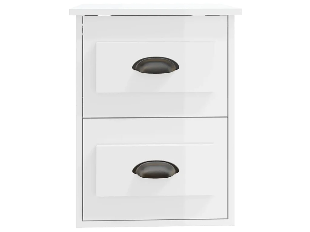 Table de chevet murale blanc brillant 41,5x36x53 cm