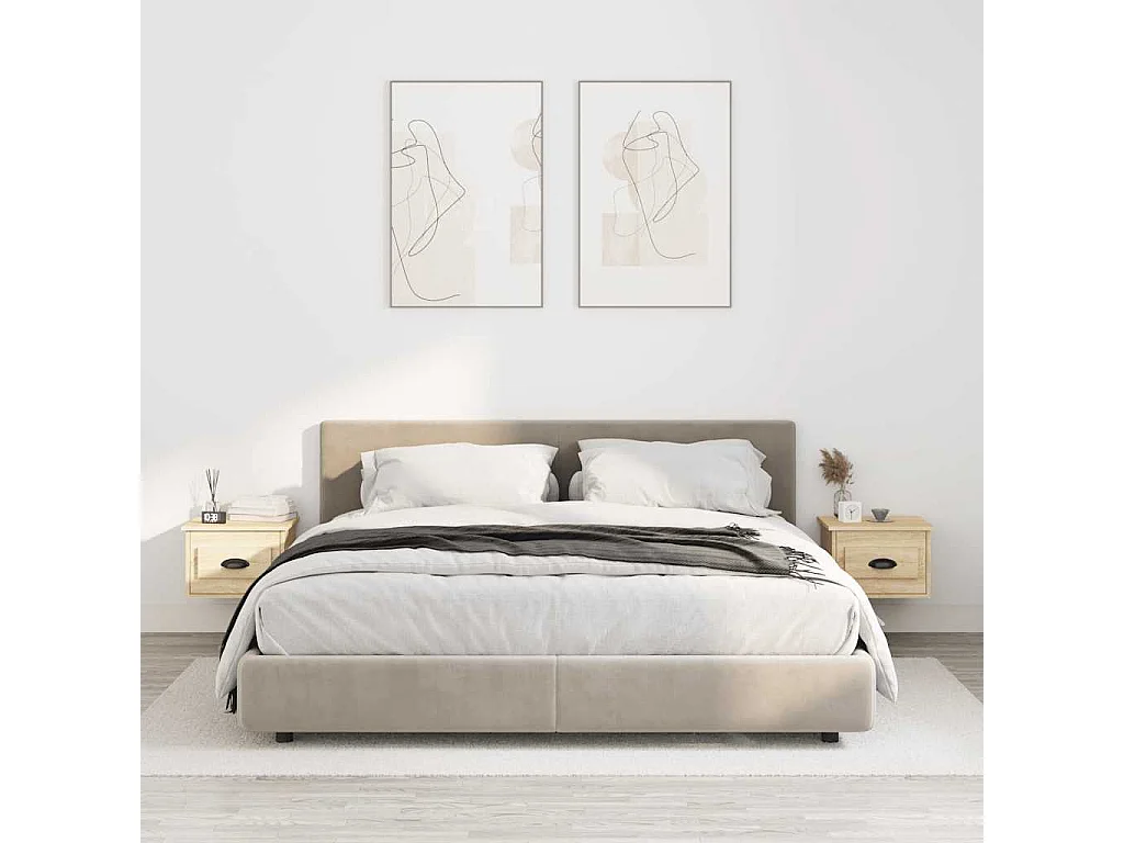 Tables de chevet murales 2 pcs chêne sonoma 41,5x36x28 cm