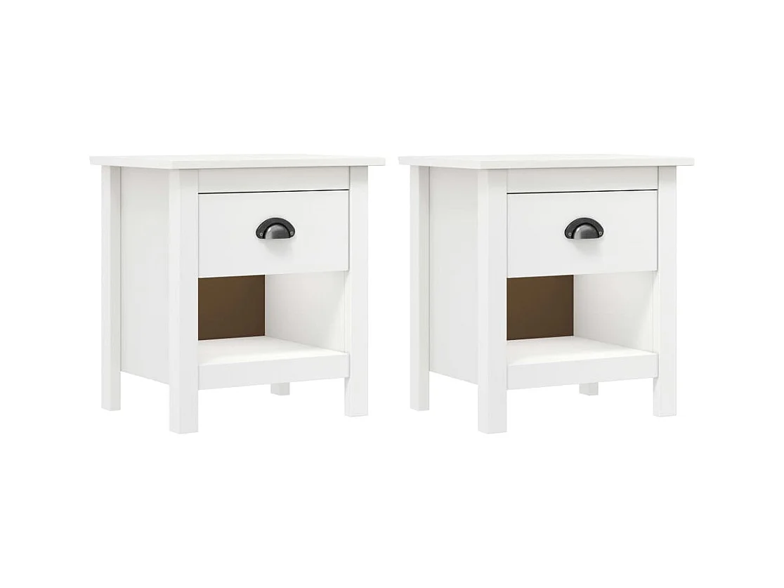 Comodini Hill 2 pz 46x35x49,5 cm Legno Massello di Pino