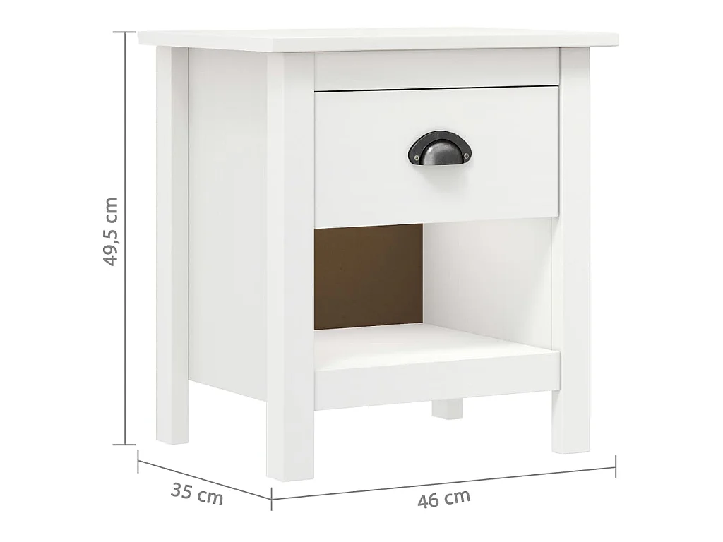 Mesas cabeceira Hill 2 pcs 46x35x49,5cm pinho maciço