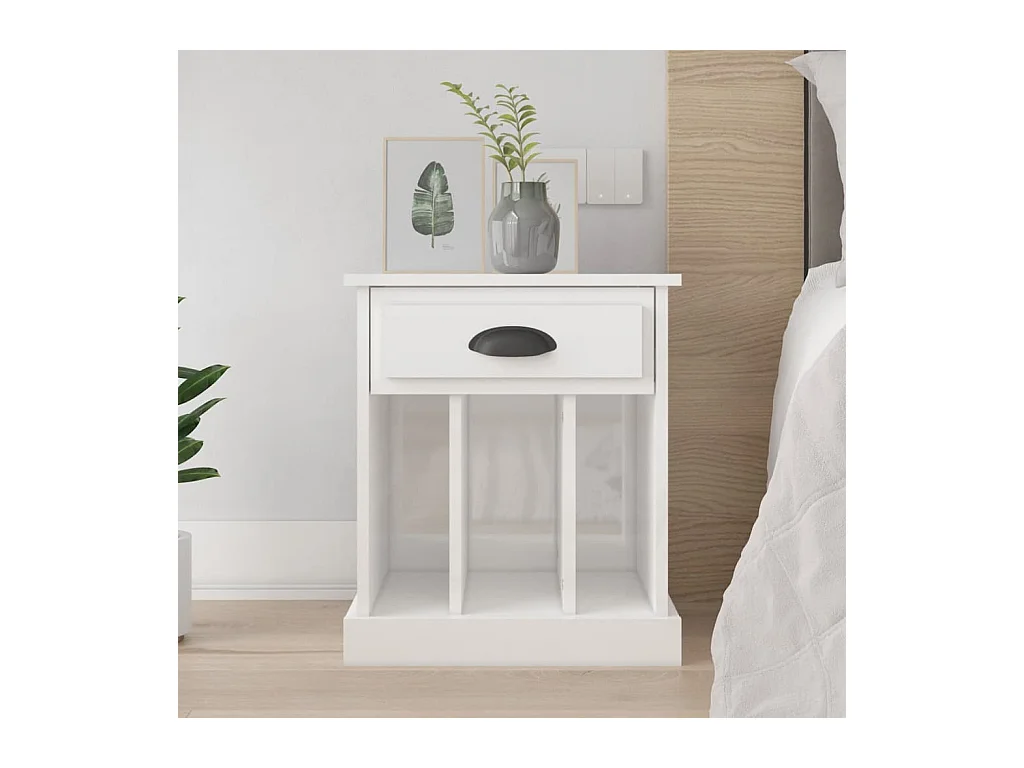 Table de chevet blanc brillant 43x36x50 cm