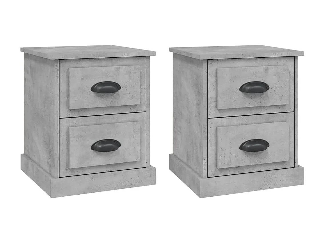 Tables de chevet 2 pcs gris béton 39x39x47,5 cm bois ingénierie