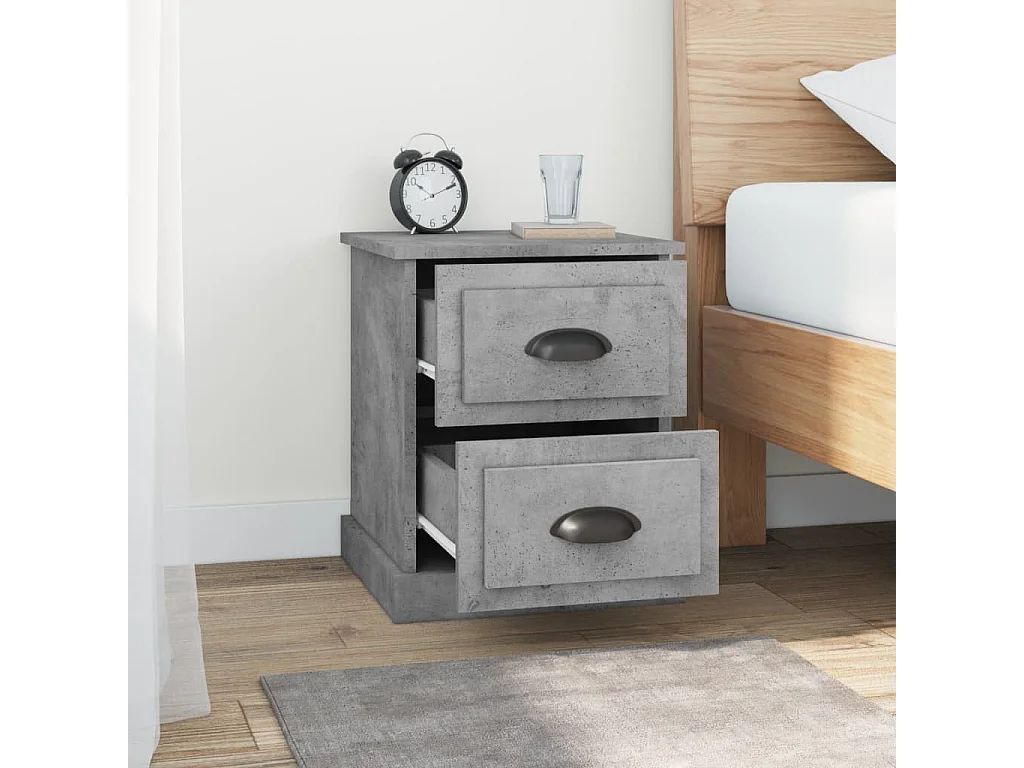 Tables de chevet 2 pcs gris béton 39x39x47,5 cm bois ingénierie