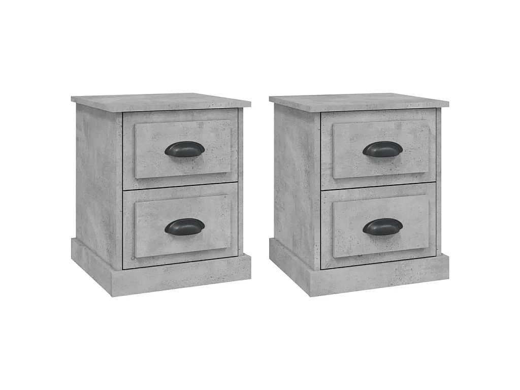 Tables de chevet 2 pcs gris béton 39x39x47,5 cm bois ingénierie