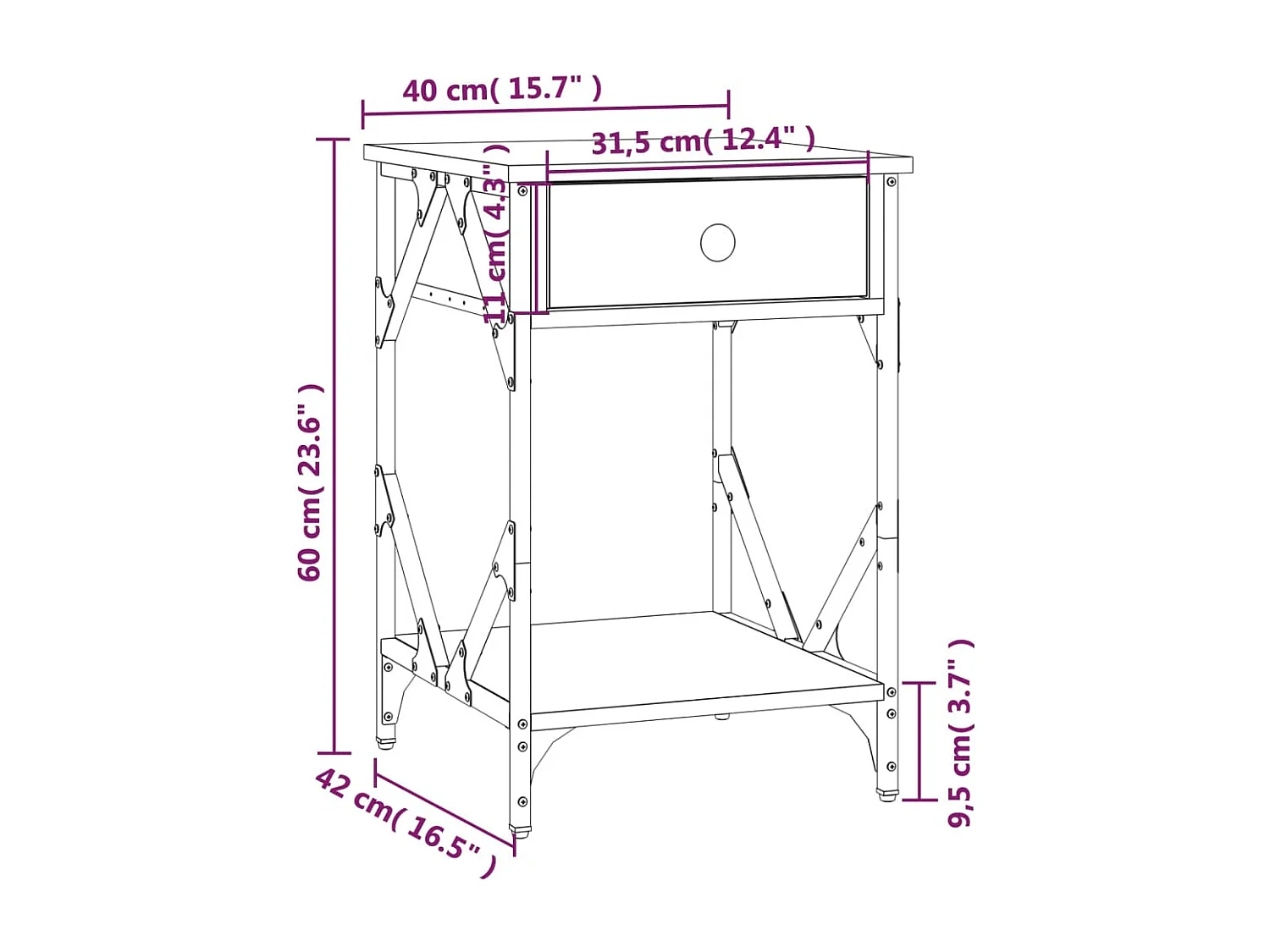 Nachttisch Sonoma-Eiche 40x42x60 cm Holzwerkstoff