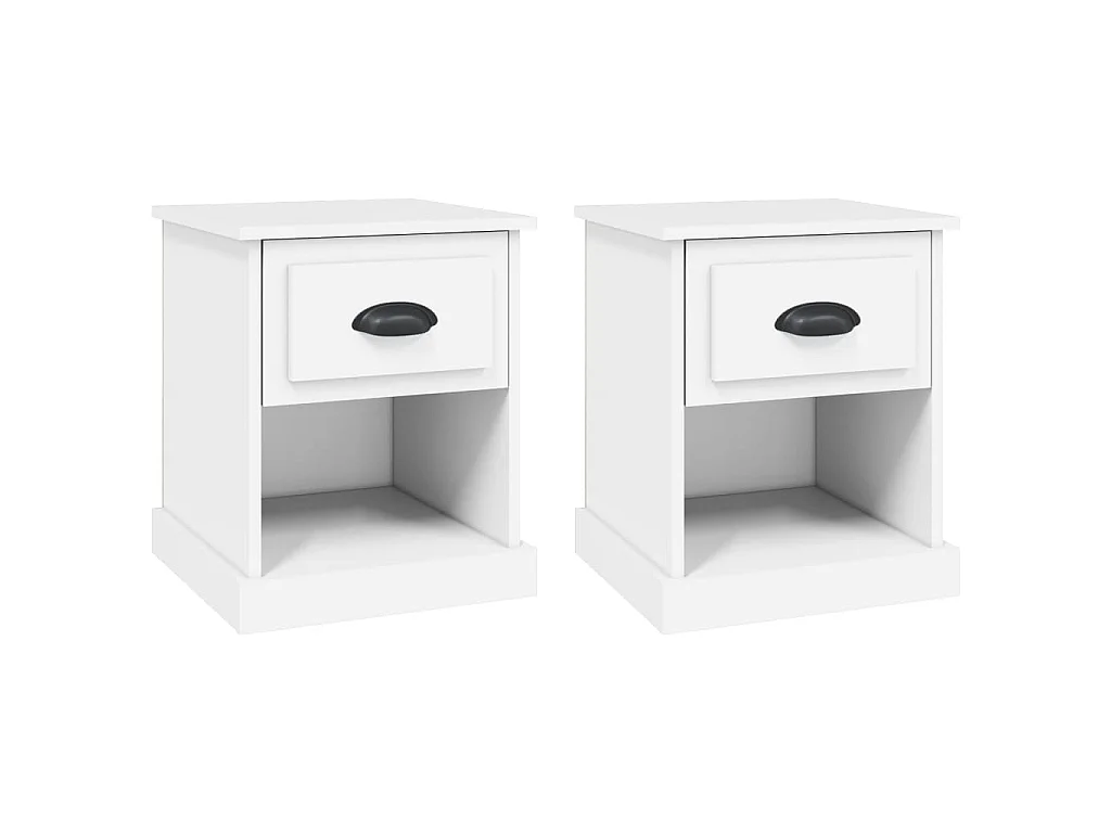 Tables de chevet 2 pcs blanc 39x39x47,5 cm bois d'ingénierie