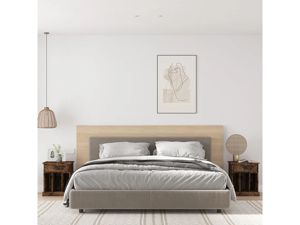 Comodini 2pz Rovere Fumo 43x36x50 cm