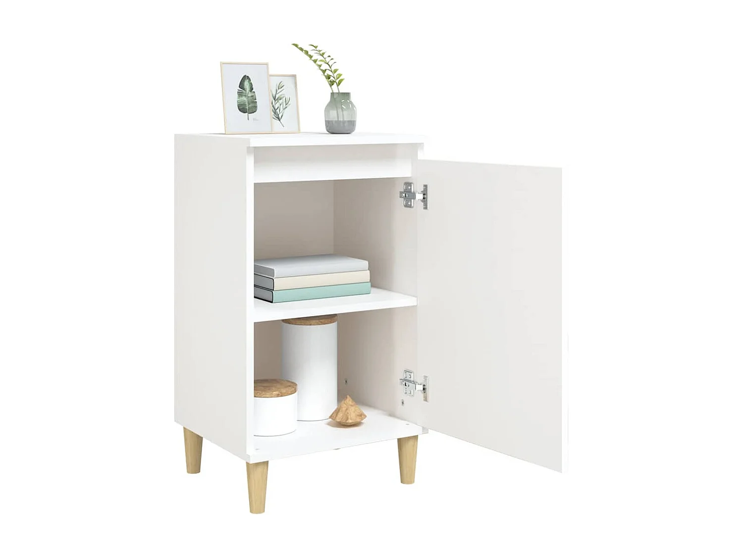 Table de chevet blanc brillant 40x35x70 cm bois d’ingénierie