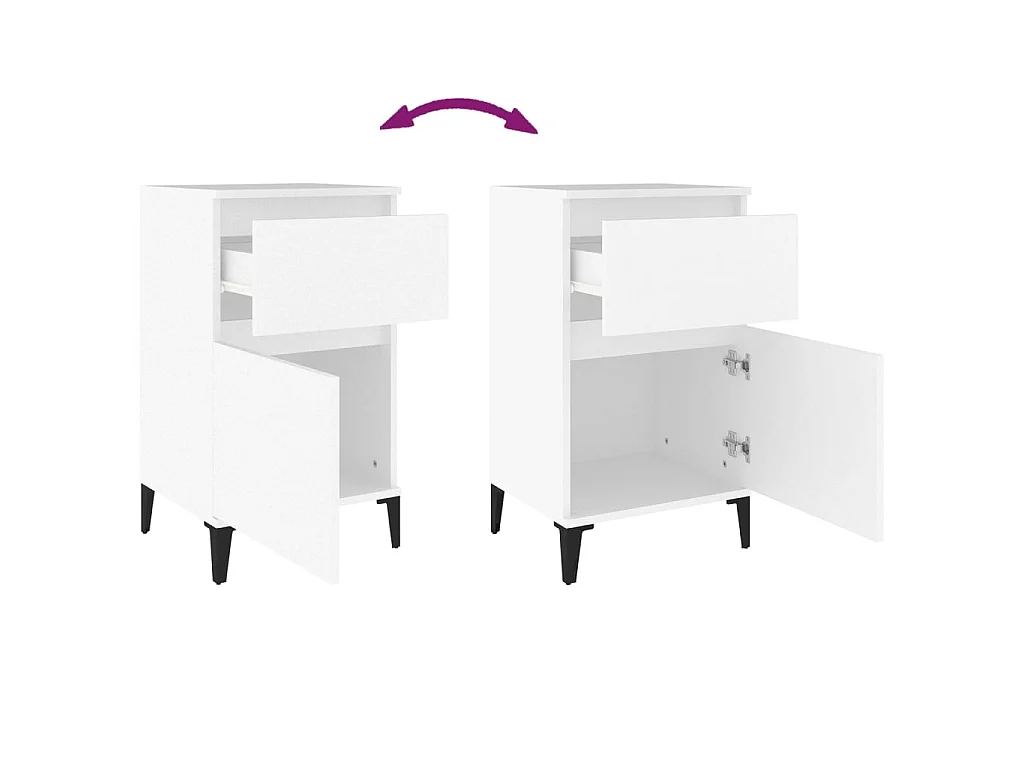 Table de chevet blanc 40x35x70 cm