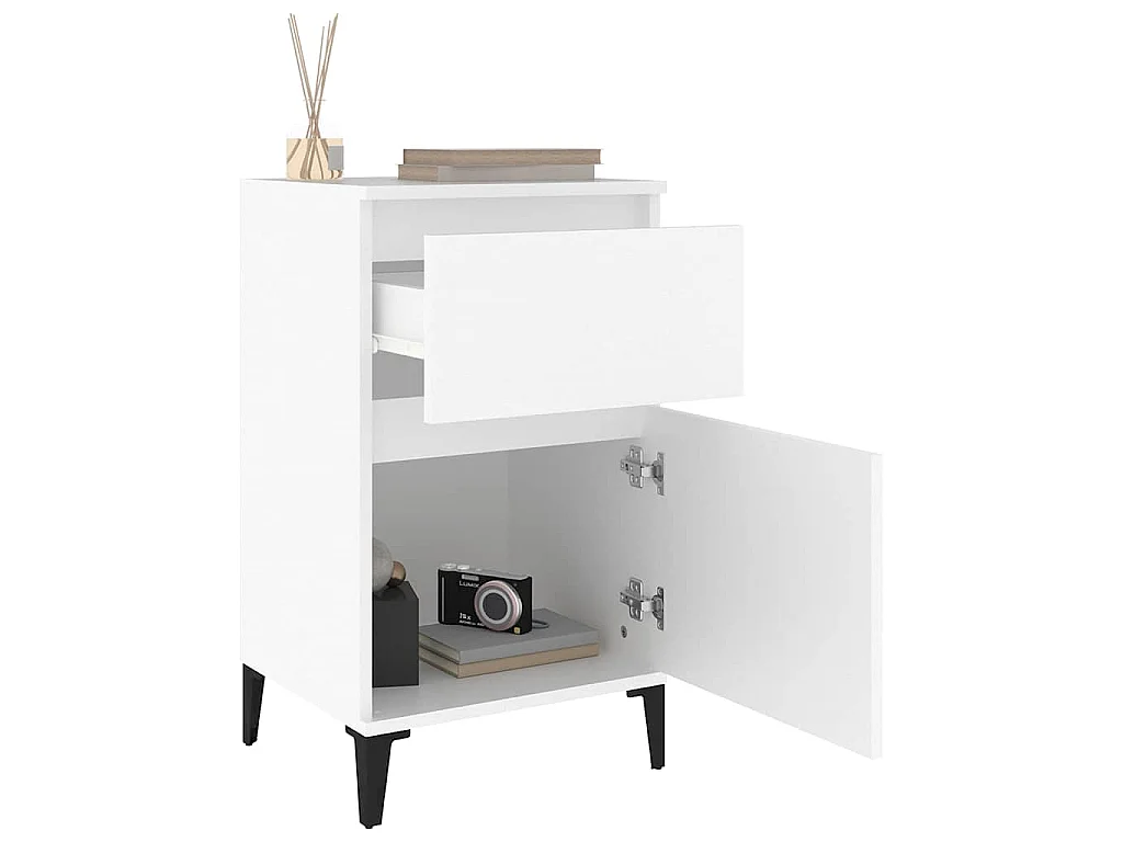 Table de chevet blanc 40x35x70 cm