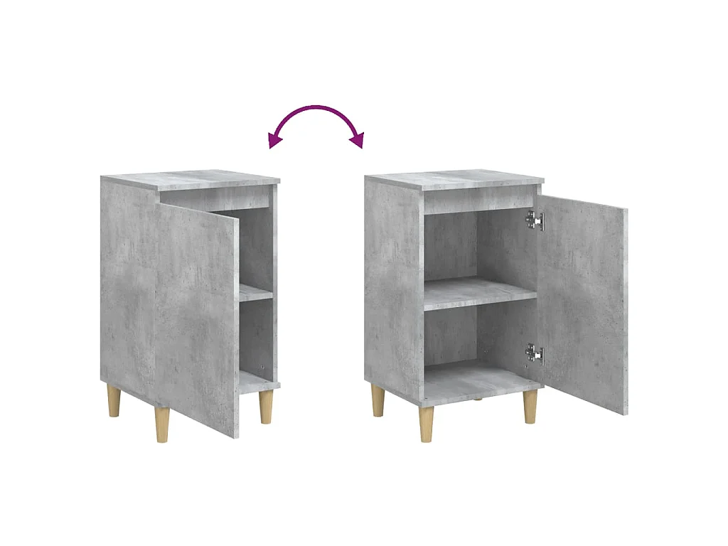 Comodino Grigio Cemento 40x35x70 cm in Legno Multistrato