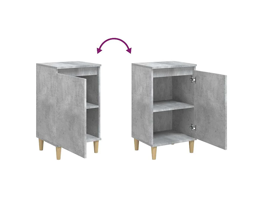 Table de chevet gris béton 40x35x70 cm bois d'ingénierie