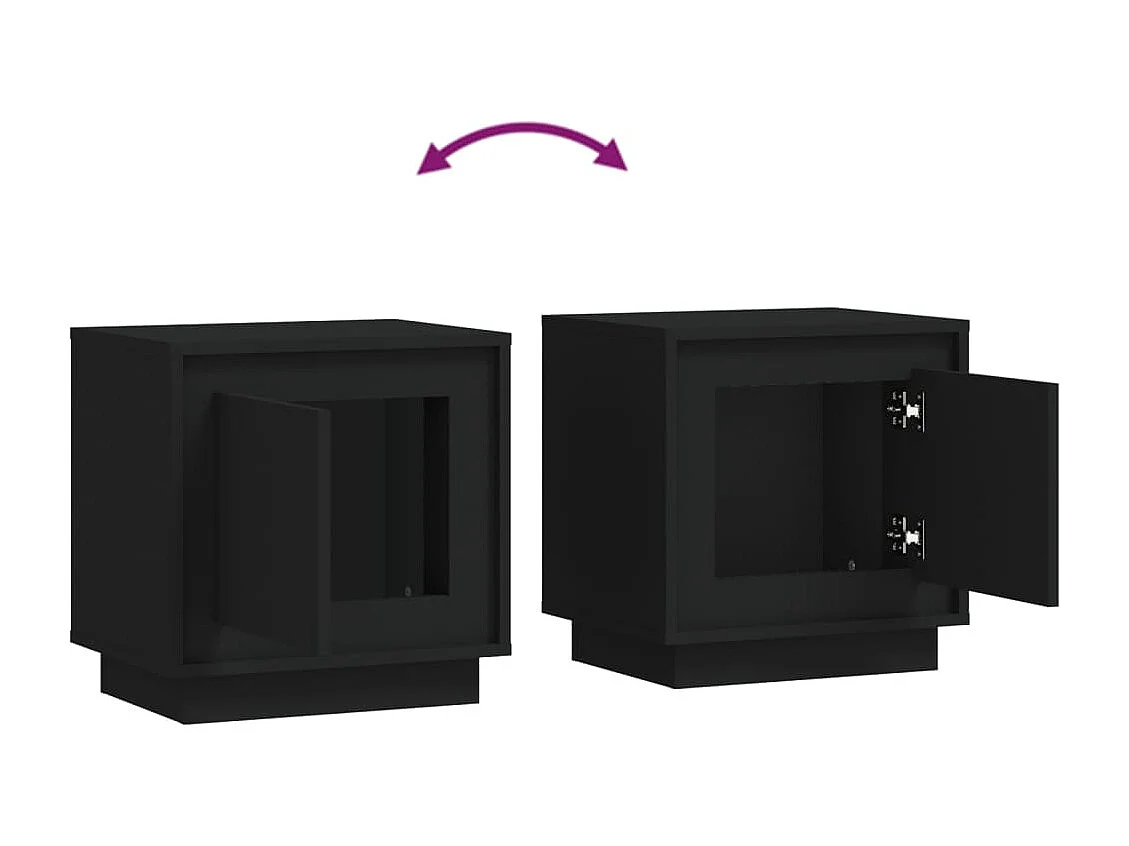 Tables de chevet 2 pcs noir 44x35x45 cm bois d'ingénierie