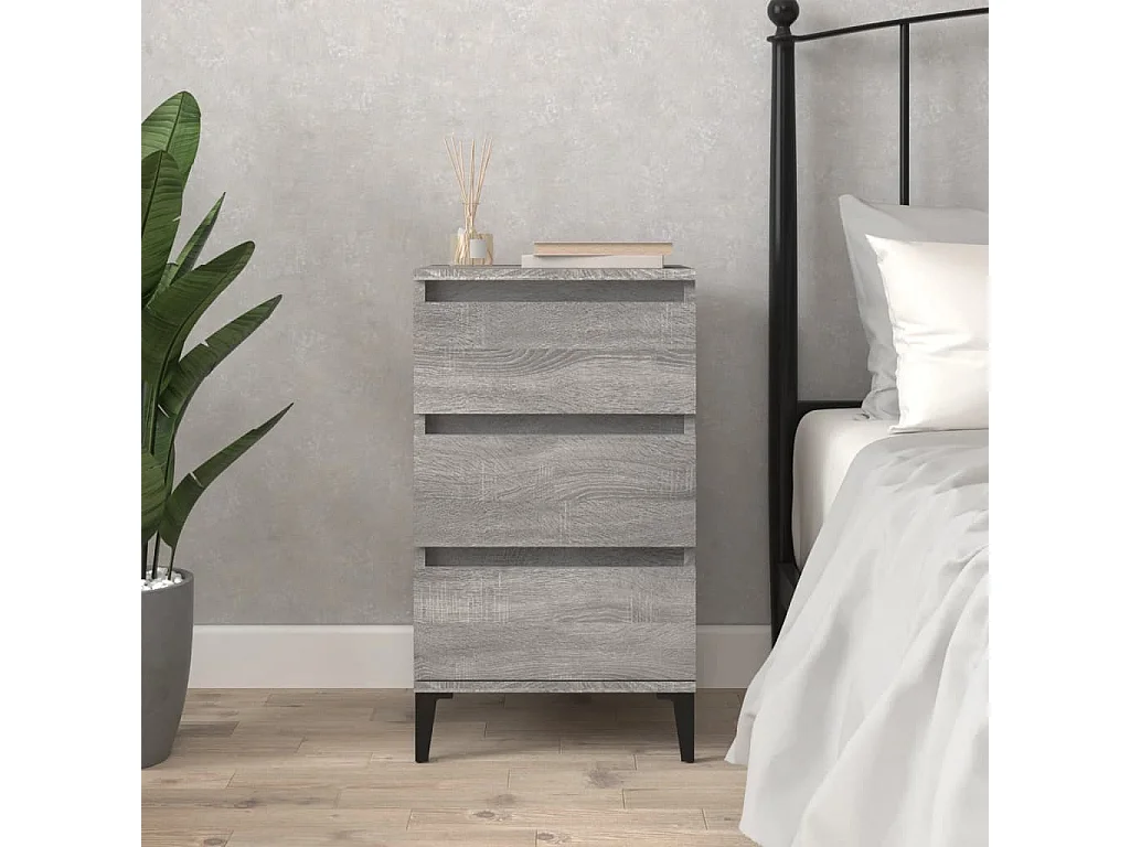 Table de chevet sonoma gris 40x35x70 cm bois d'ingénierie