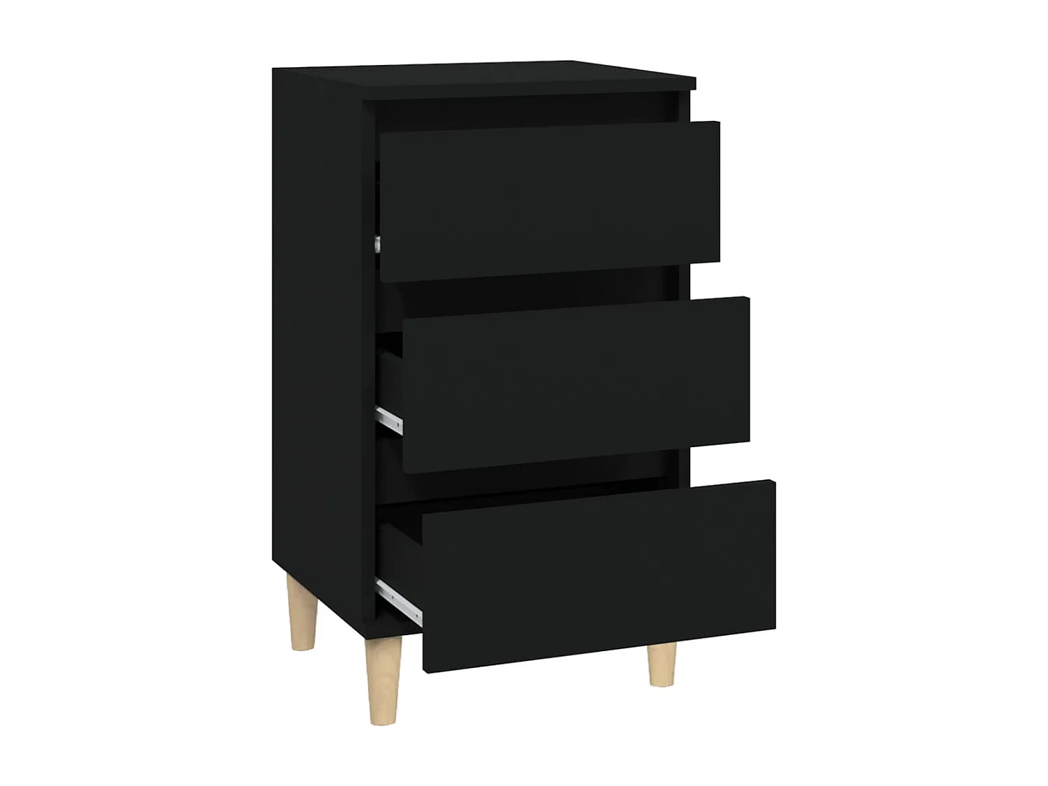 Comodino Nero 40x35x70 cm in Legno Multistrato