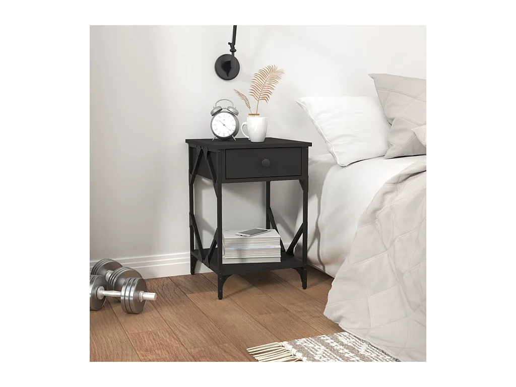 Comodino Nero 40x42x60 cm in Legno Multistrato