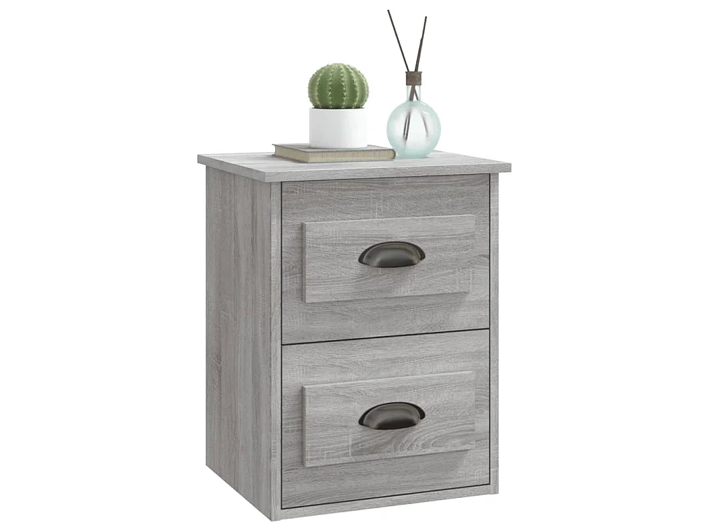 Mesa de cabeceira de parede 41,5x36x53 cm cinzento sonoma
