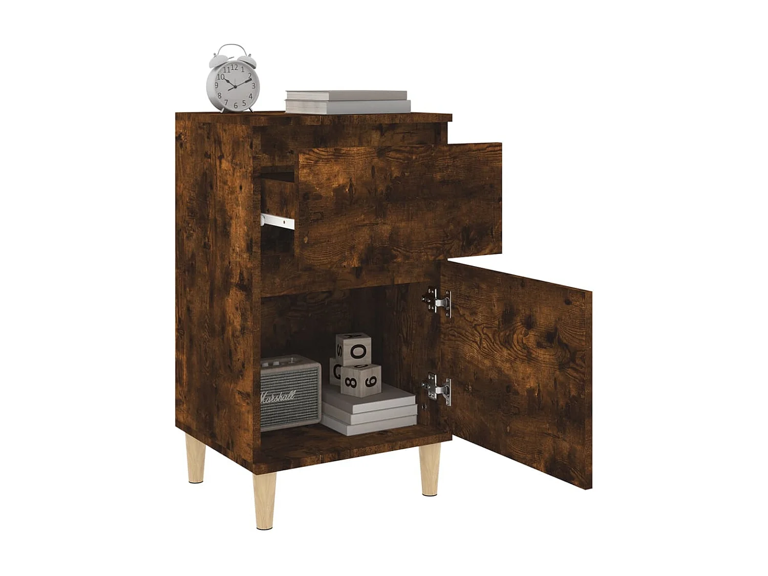 Table de chevet chêne fumé 40x35x70 cm