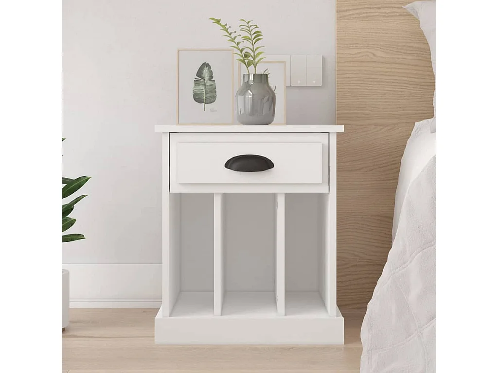 Table de chevet blanc 43x36x50 cm