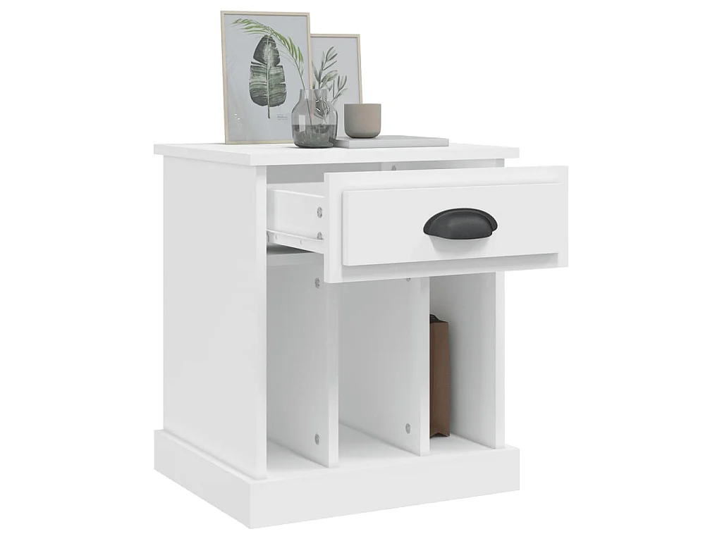 Table de chevet blanc 43x36x50 cm
