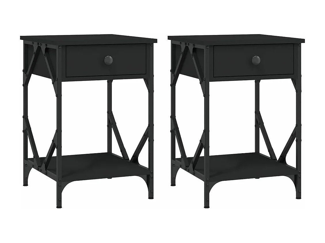 Mesas de cabeceira 2 pcs 40x42x60 cm derivados de madeira preto