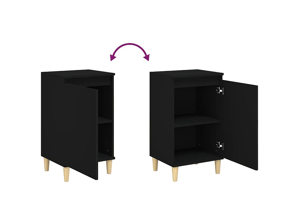 Tables de chevet 2 pcs noir 40x35x70 cm bois d'ingénierie