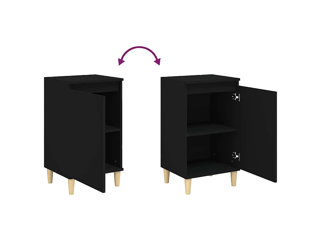 Nachtkastjes 2 st 40x35x70 cm bewerkt hout zwart
