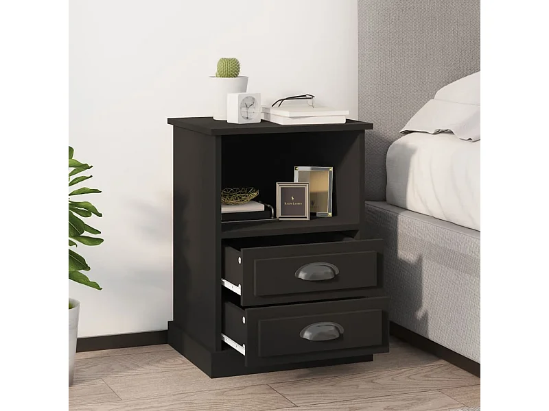 Tables de chevet 2 pcs noir 43x36x60 cm