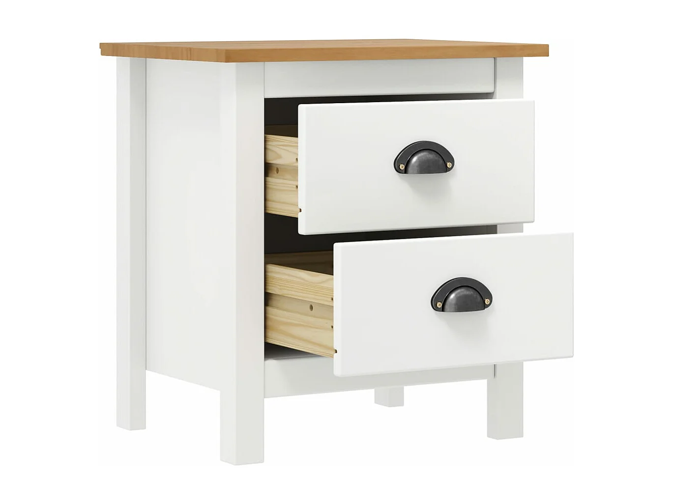 Mesita noche Hill 2uds madera maciza pino blanco 46x35x49,5 cm