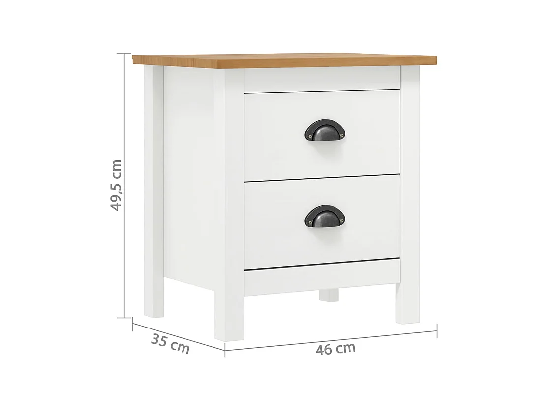 Tables de chevet Hill 2 pcs Blanc 46x35x49,5 cm Bois pin solide