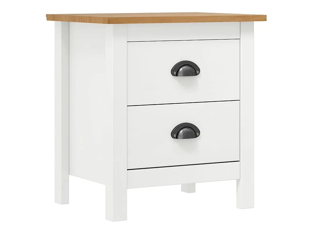 Tables de chevet Hill 2 pcs Blanc 46x35x49,5 cm Bois pin solide