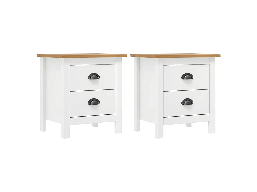 Tables de chevet Hill 2 pcs Blanc 46x35x49,5 cm Bois pin solide