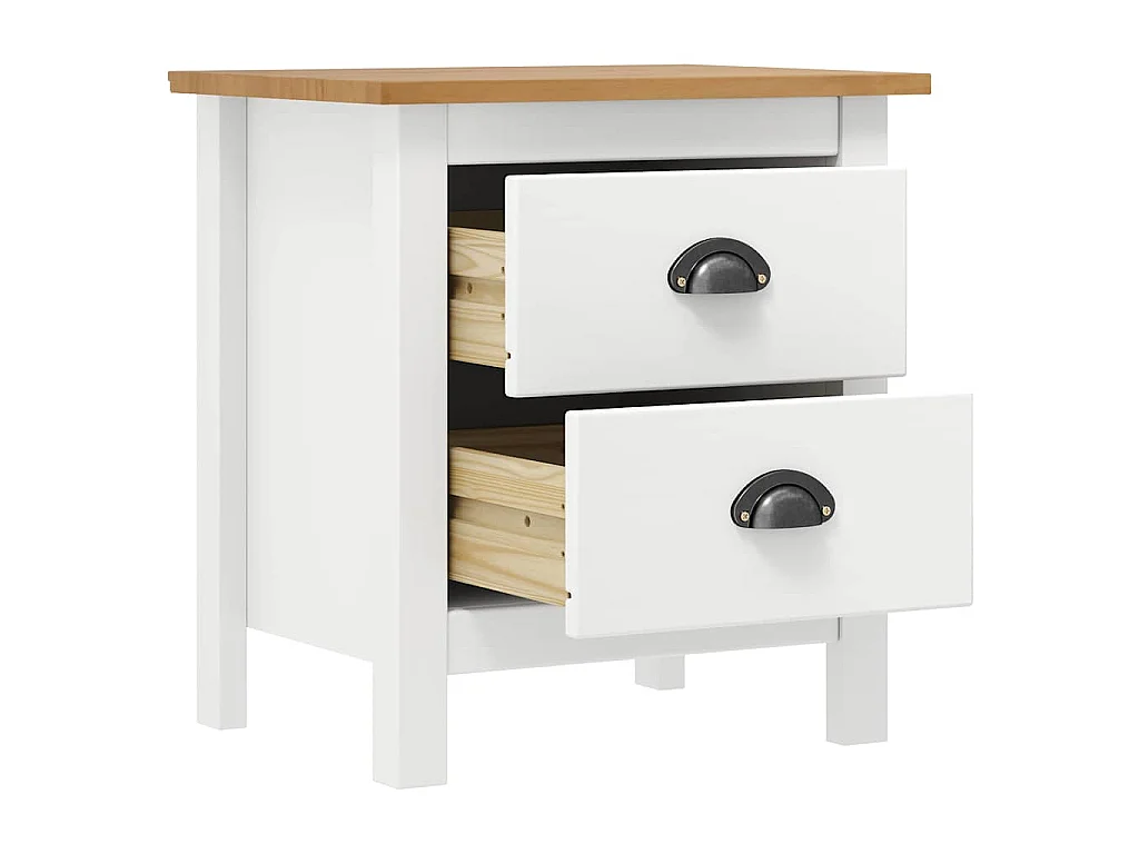 Tables de chevet Hill 2 pcs Blanc 46x35x49,5 cm Bois pin solide