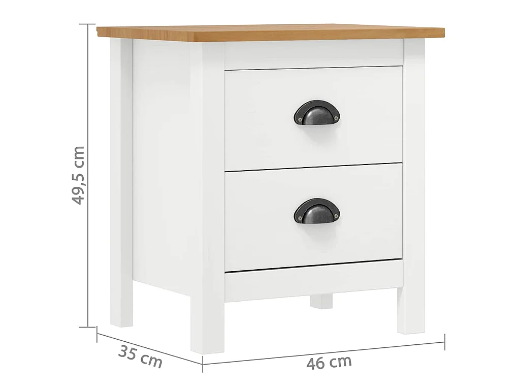 Tables de chevet Hill 2 pcs Blanc 46x35x49,5 cm Bois pin solide