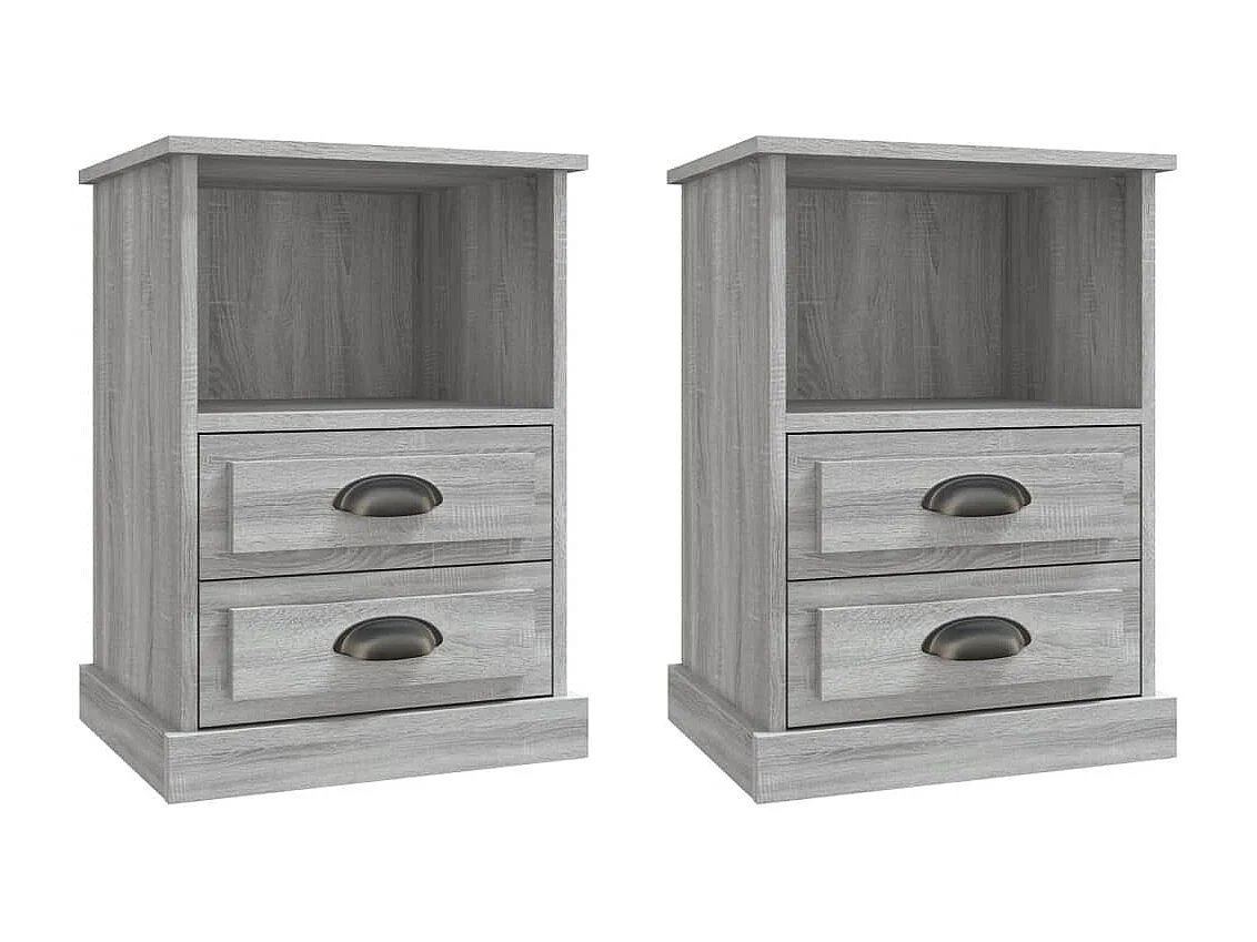 Nachtkastjes 2 st 43x36x60 cm grijs sonoma eikenkleurig