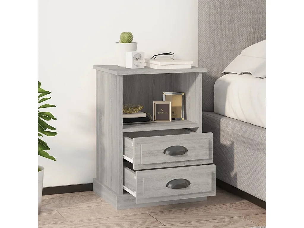 Nachttische 2 Stk. Grau Sonoma 43x36x60 cm
