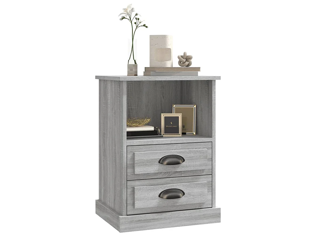 Nachtkastjes 2 st 43x36x60 cm grijs sonoma eikenkleurig