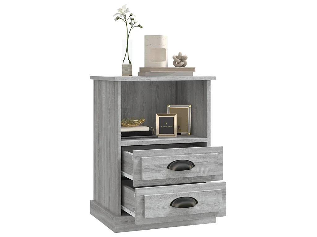 Nachtkastjes 2 st 43x36x60 cm grijs sonoma eikenkleurig