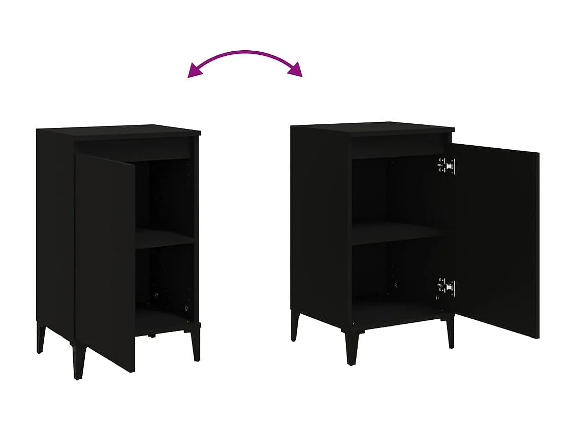 Table de chevet noir 40x35x70 cm bois d’ingénierie